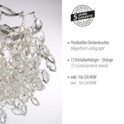 Paul Neuhaus 10-flg Deckenlampe Ricicle Chrom