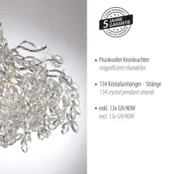 Paul Neuhaus 13-flg Pendellampe Ricicle Chrom