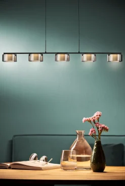Paul Neuhaus 5-flg Pendellampe Rika Schwarz