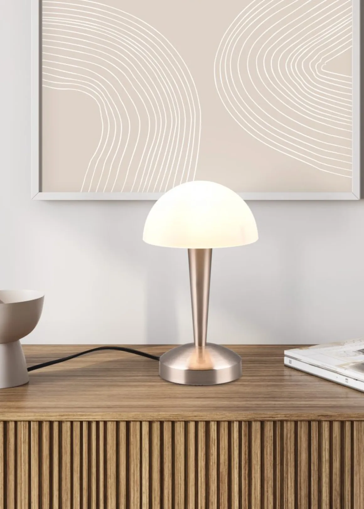 Reality Leuchten LED Tischlampe Canaria Nickel