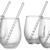 Ritzenhoff & Breker 8-tlg Partyset Spritz mit Trinkhalm Riffelglas