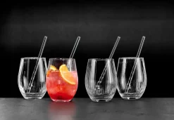 Ritzenhoff & Breker 8-tlg Partyset Spritz mit Trinkhalm Riffelglas