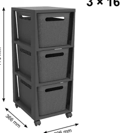 Rotho Brisen Rollcontainer mit 3 Schubladen Anthrazit