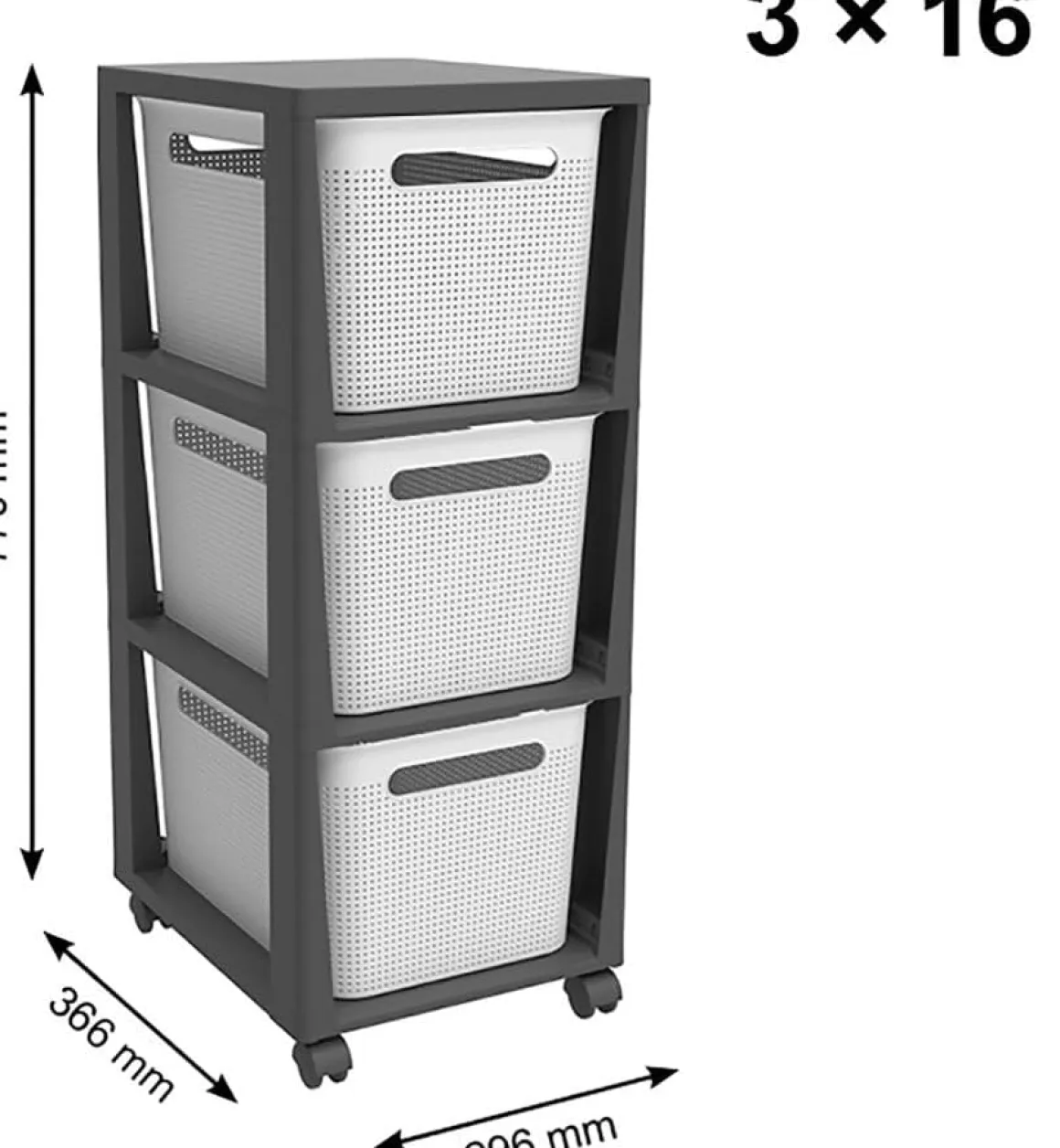 Rotho Brisen Rollcontainer mit 3 Schubladen Weiß