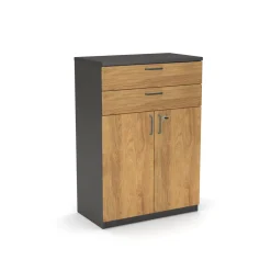 Schiebetürenschrank E10 Natural Hickory Grau