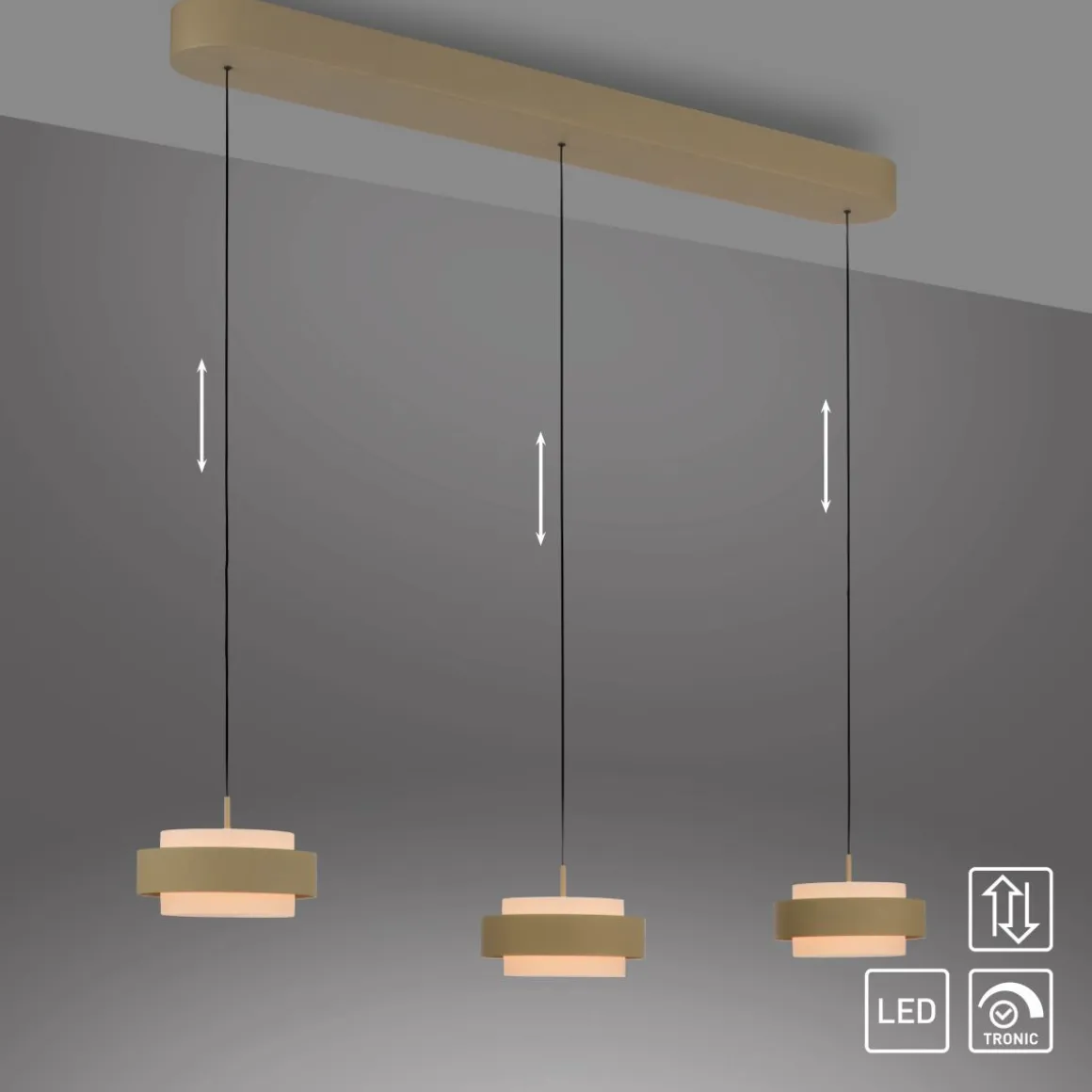 Schöner Wohnen 3-flg LED Pendellampe Elmo Sandbise