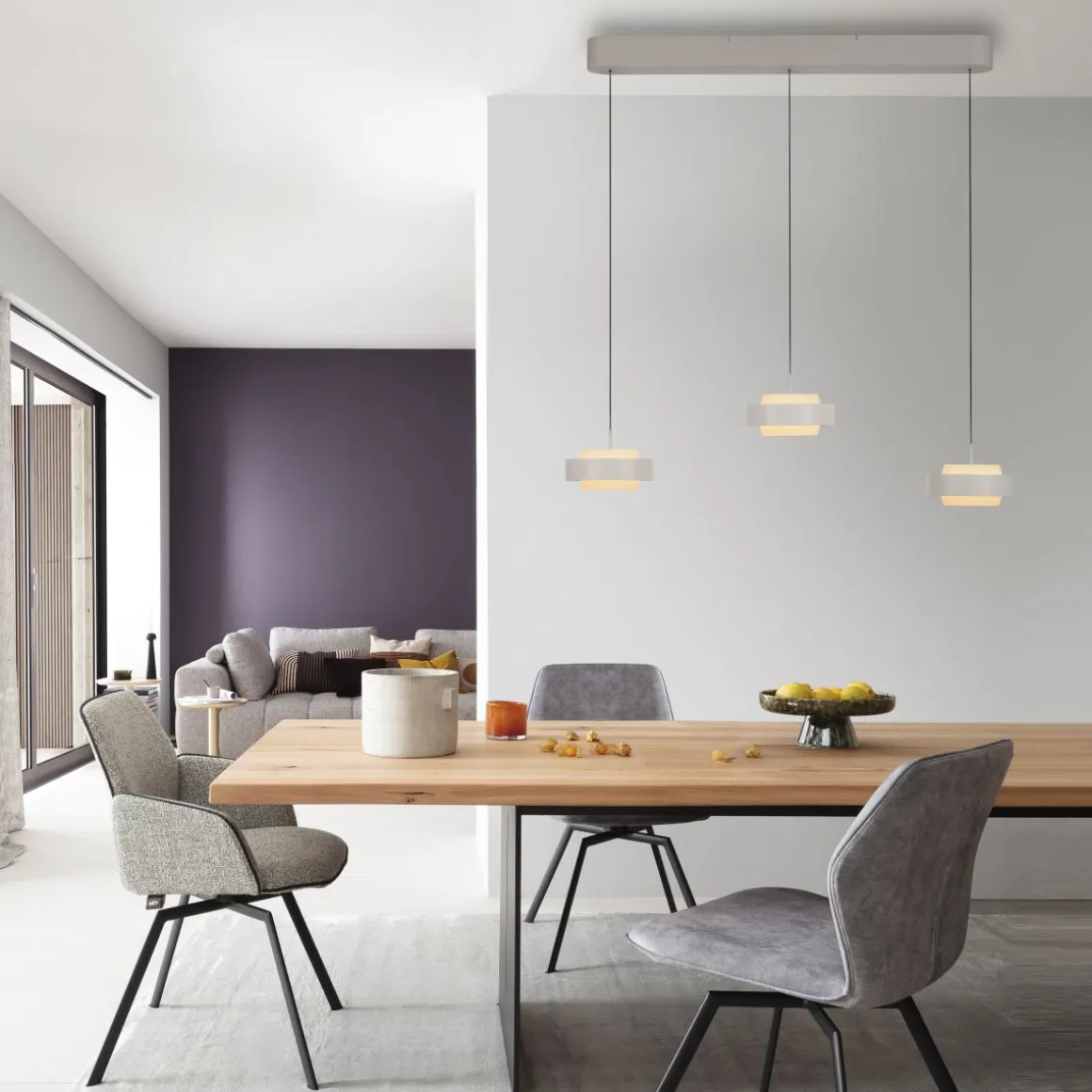 Schöner Wohnen 3-flg LED Pendellampe Elmo Sandbise