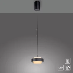 Schöner Wohnen 1flg LED Pendellampe Elmo Schwarz