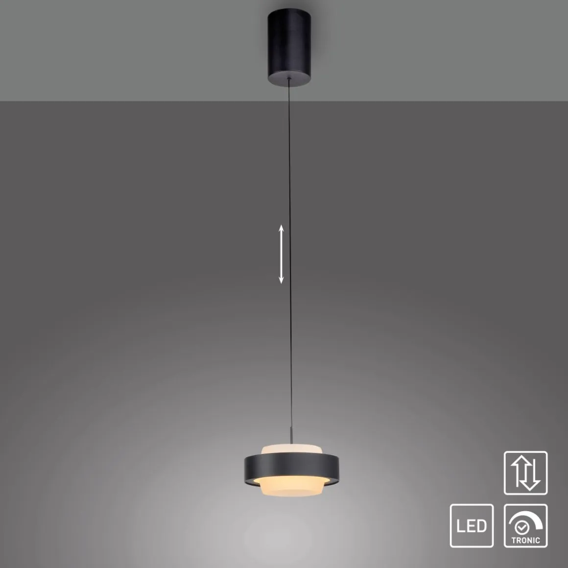 Schöner Wohnen 1flg LED Pendellampe Elmo Schwarz
