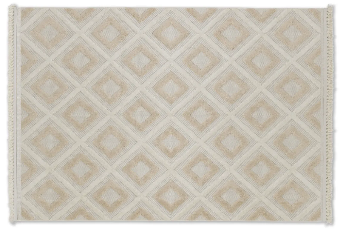 Schöner Wohnen Webteppich Summer Quadrate beige 80 x 150 cm