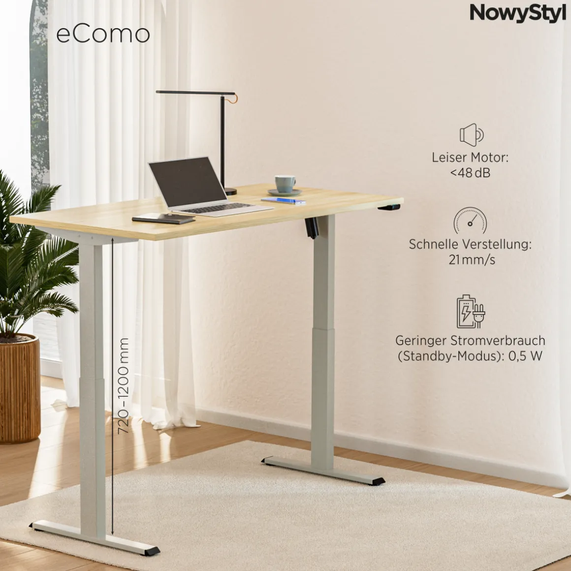Schreibtisch eComo Akazie Aluminium 120 x 60 cm