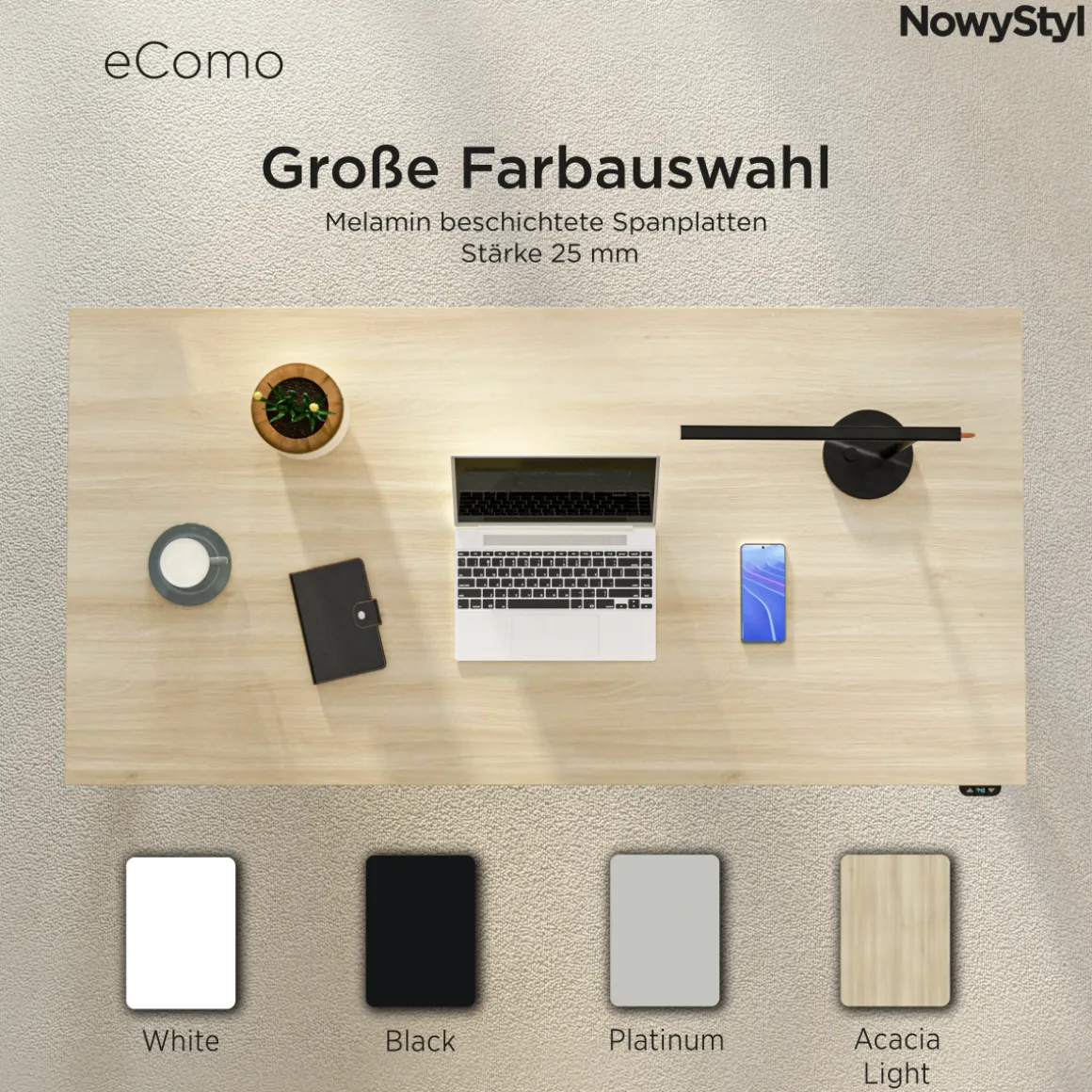 Schreibtisch eComo Akazie Aluminium 120 x 60 cm