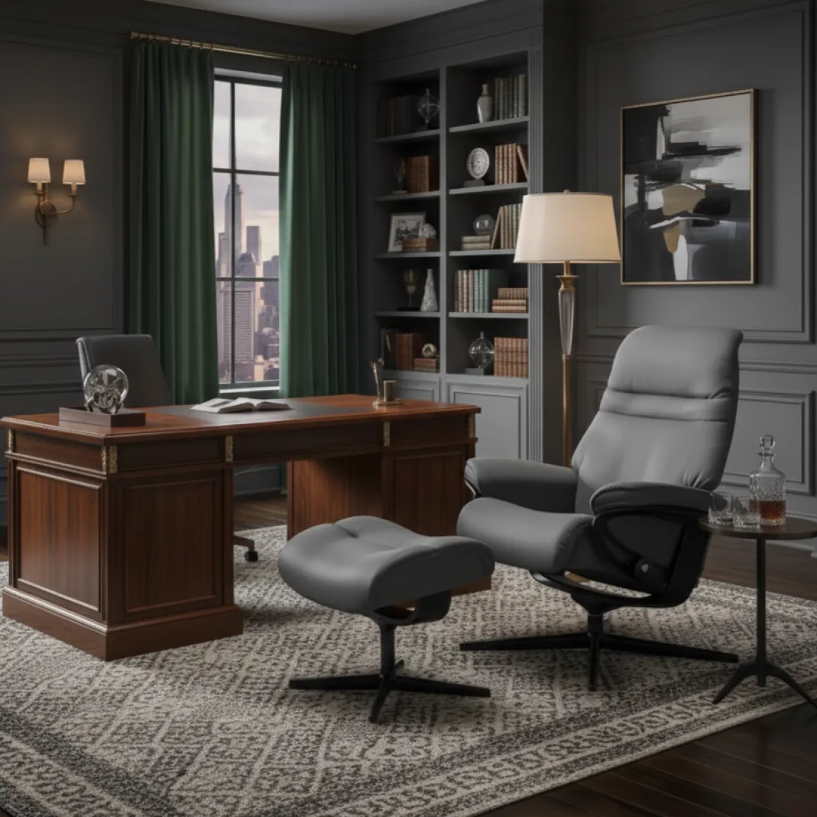 Stressless Sessel Sunrise Cross mit Hocker Grey