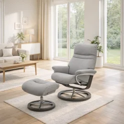 Stressless Sessel Sunrise Signature mit Hocker Grau
