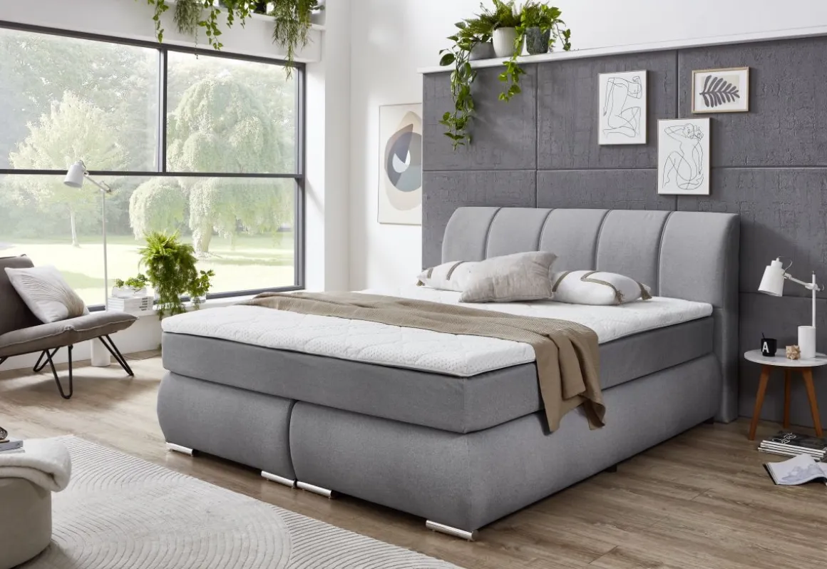 Sun Garden Boxspringbett Graz Grau 180 x 200 cm