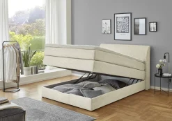 Sun Garden Boxspringbett Kurt mit Bettkasten Cord Natur 120 x 200 cm