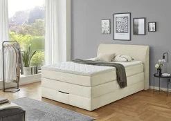 Sun Garden Boxspringbett Kurt mit Bettkasten Cord Natur 120 x 200 cm