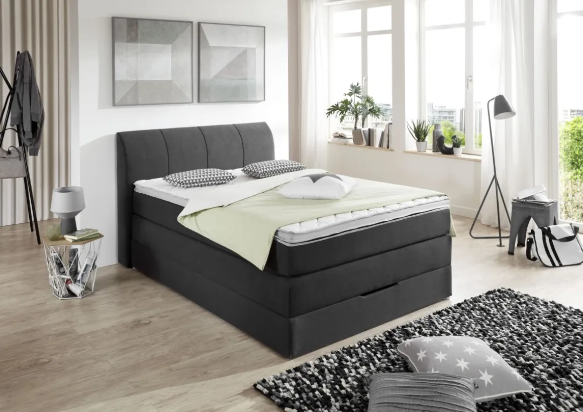 Sun Garden Boxspringbett Modesto mit Bettkasten Anthrazit 100 x 200 cm