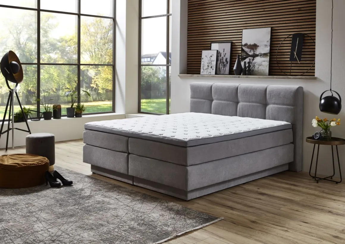Sun Garden Boxspringbett Portage mit Bettkasten Silber 180 x 200 cm