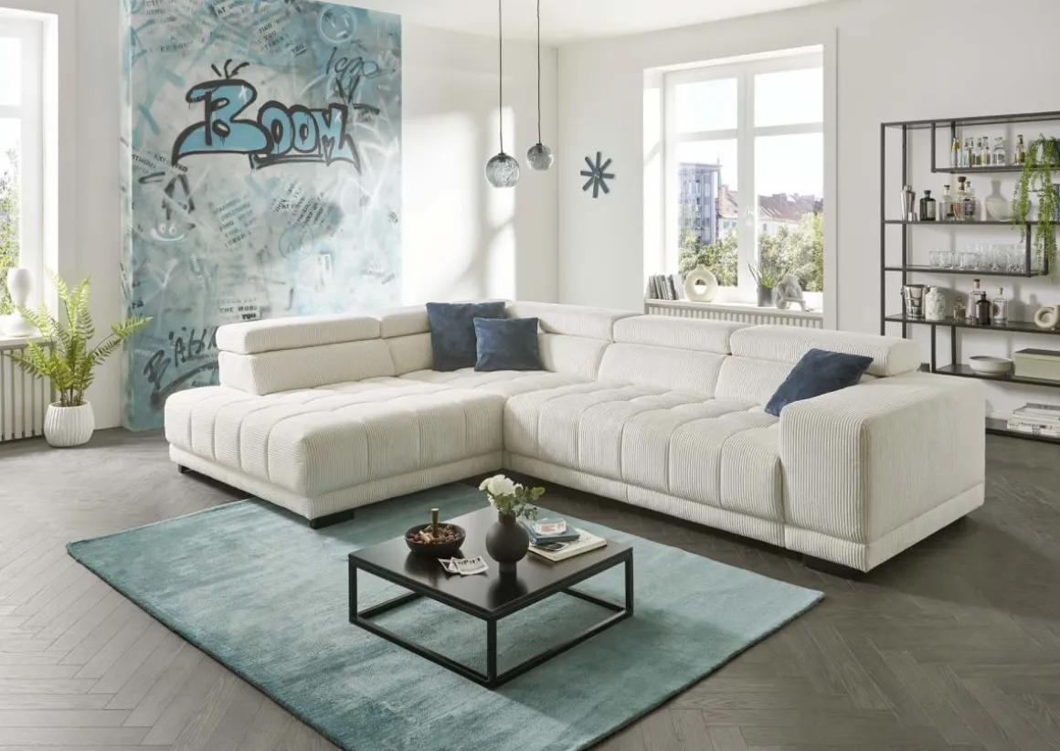 Systempolster Ecksofa 15053 Cord Beige
