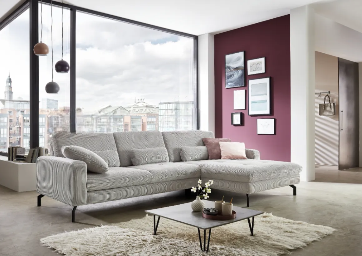 Systempolster Ecksofa 20110 Cord Grau