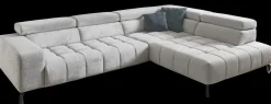 Systempolster Ecksofa 23009 Silber mit Funktionen