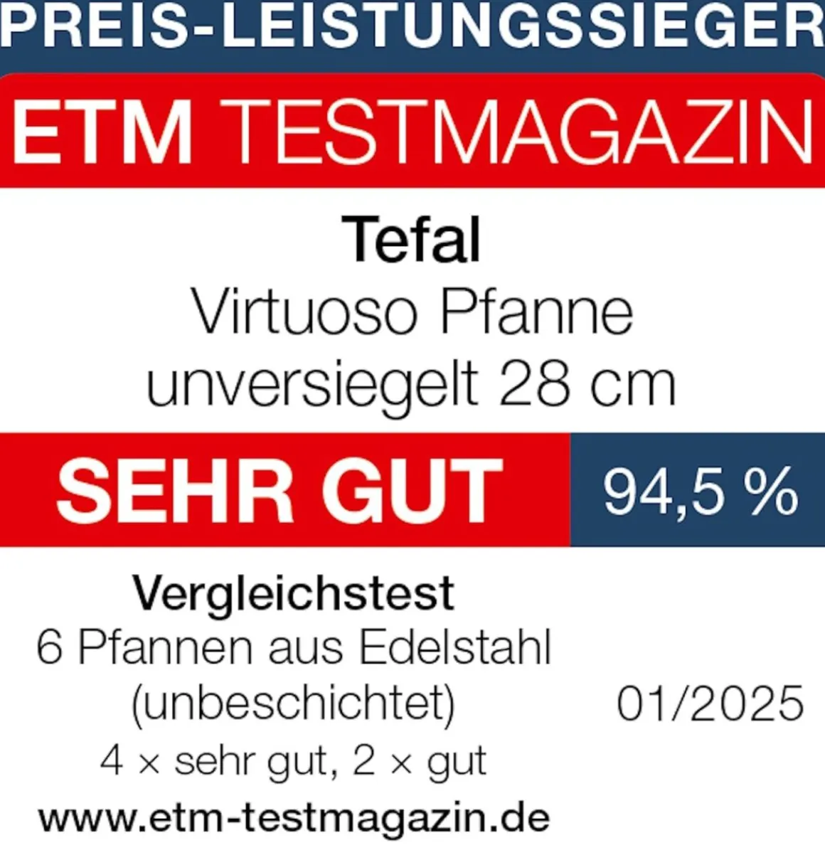 Tefal Edelstahl Pfanne Virtuoso unbeschichtet Ø 28 cm