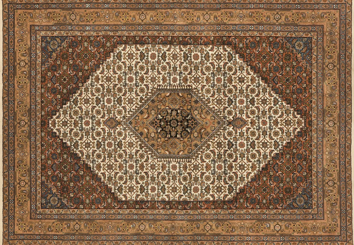 Teppich aus Indien Benaras Bidjar 20 beige 40 x 60 cm