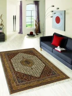 Teppich aus Indien Benaras Bidjar 20 beige 40 x 60 cm