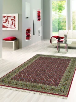 Teppich aus Indien Benaras Herati Rot 40 x 60 cm