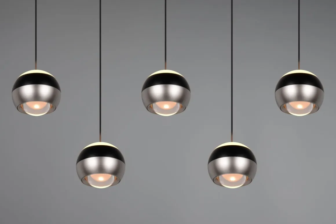 TRIO 5-flg LED Pendellampe Orbit-S Nickel