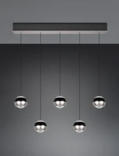 TRIO 5-flg LED Pendellampe Orbit-S Nickel