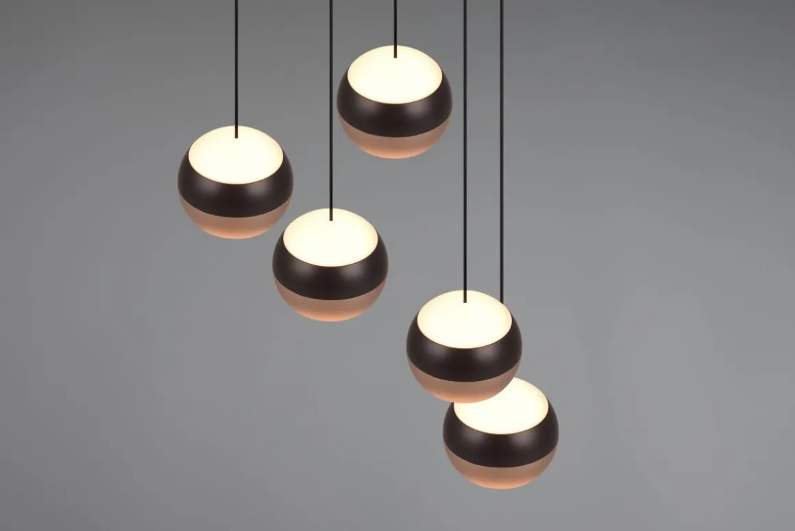 TRIO 5-flg runde LED Pendelleuchte Orbit-S Schwarz