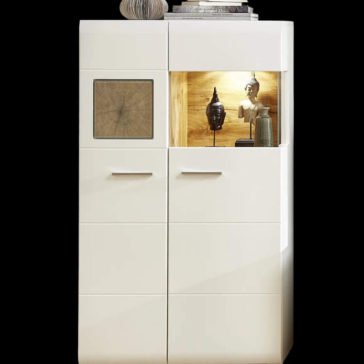 Vitrine Fun Plus mit Beleuchtung Weiß 2-türig