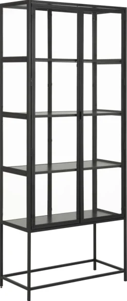 Vitrine Seaford Glas Schwarz 77 x 186 cm