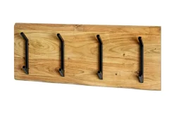 Wandgarderobe Rivera Akazie mit 5 Metallhaken
