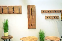 Wandgarderobe Rivera Akazie mit 5 Metallhaken