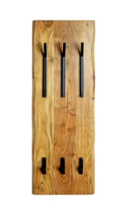 Wandgarderobe Rivera Akazie mit 6 Metallhaken