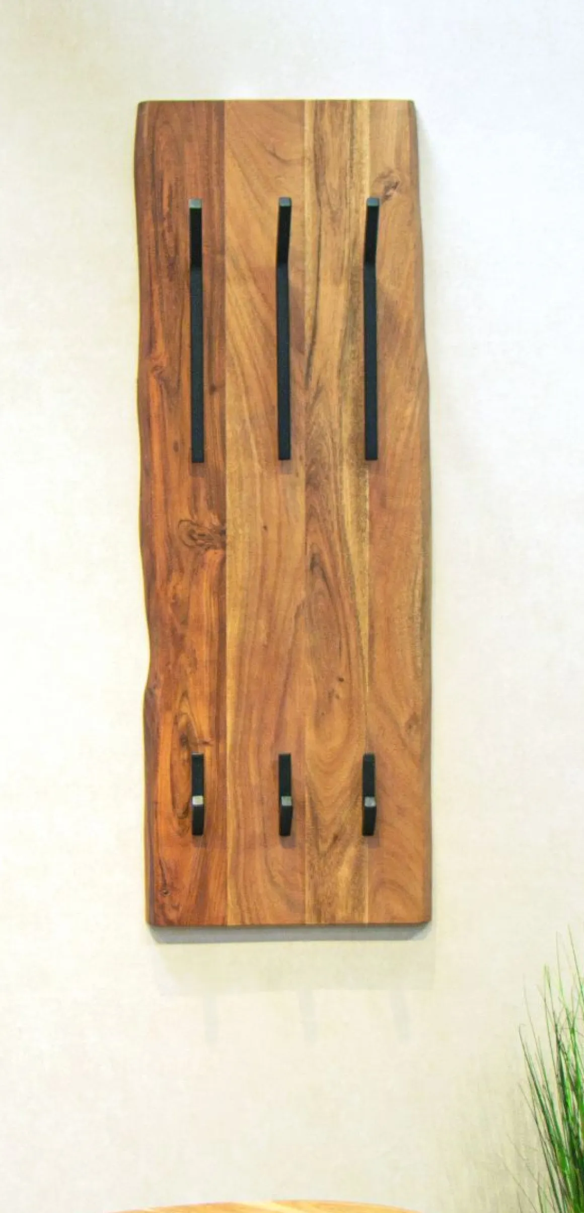 Wandgarderobe Rivera Akazie mit 6 Metallhaken
