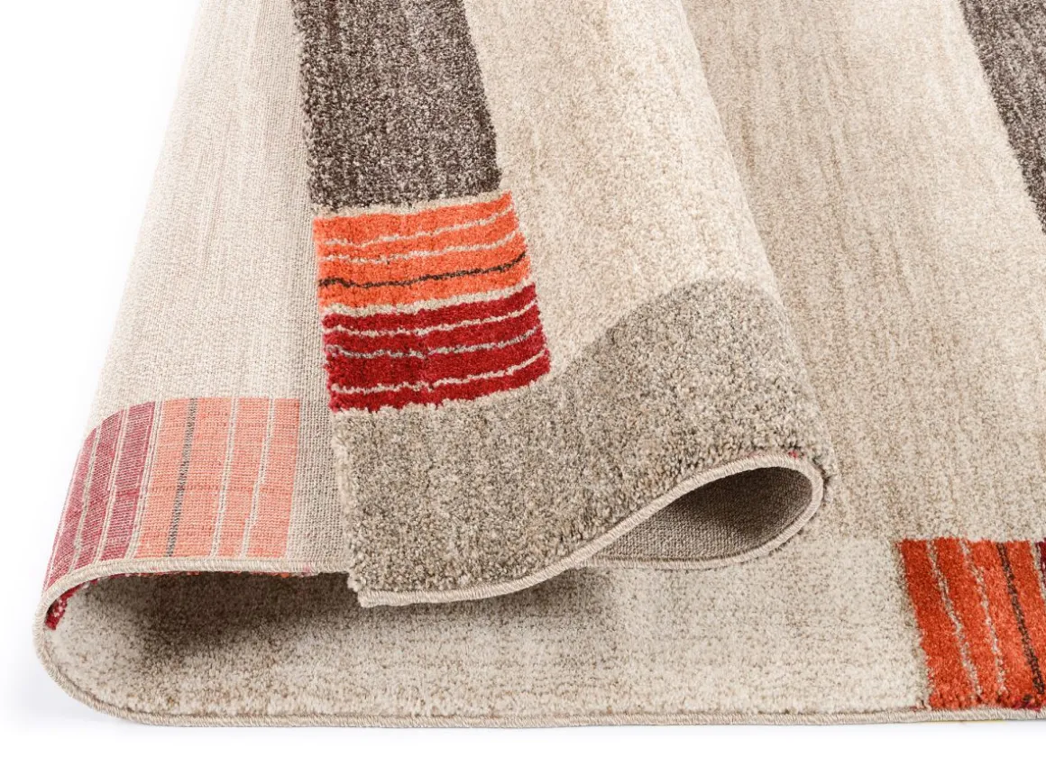 Webteppich Castle Stripe Beige-Dunkelbraun 160 x 230 cm