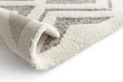Webteppich Cocoon 3D Raute Design Braun Weiß 80 x 150 cm