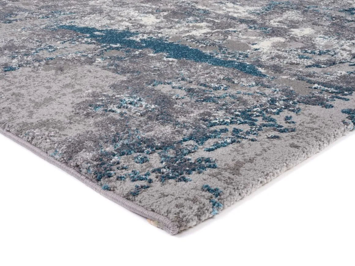 Webteppich Locri Grau-Petrol 200 x 200 cm