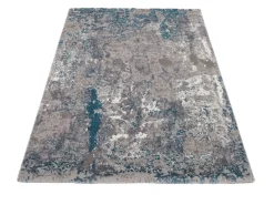 Webteppich Locri Grau-Petrol 200 x 200 cm
