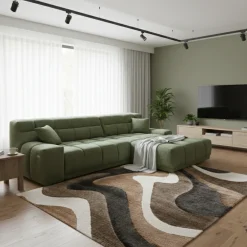 Webteppich Malachit Gold Beige 133 x 195 cm