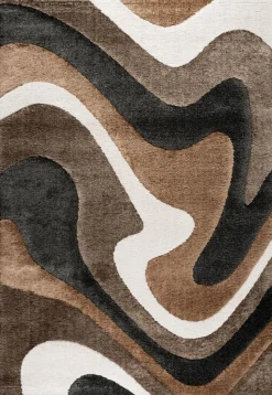 Webteppich Malachit Gold Beige 133 x 195 cm