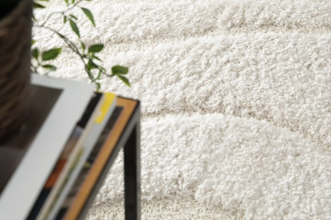 Webteppich Relief Cream 80 x 150 cm