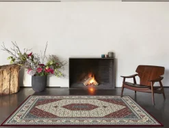 Webteppich Rubin Creme-Rot-Beige 80 x 150 cm