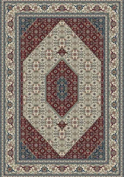 Webteppich Rubin Creme-Rot-Beige 80 x 150 cm
