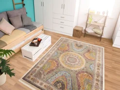 Webteppich Silk Line Ghom Mehrfarbig 80 x 150 cm
