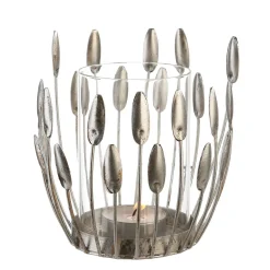 Windlicht aus Metall antiksilber